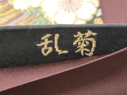 平和屋着物●六通柄袋帯　乱菊　黒地　金糸　正絹　逸品　CABN8274hy