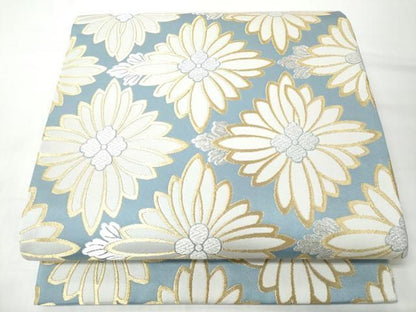平和屋着物●両面　六通柄袋帯　菊　金銀糸　正絹　逸品　CABN8290hy