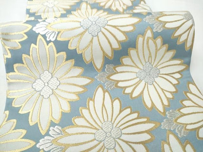 平和屋着物●両面　六通柄袋帯　菊　金銀糸　正絹　逸品　CABN8290hy