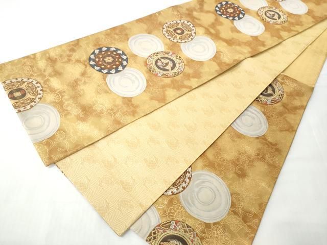平和屋着物●六通柄袋帯　花丸文　金糸　正絹　逸品　CABN8293hy