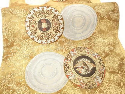 平和屋着物●六通柄袋帯　花丸文　金糸　正絹　逸品　CABN8293hy