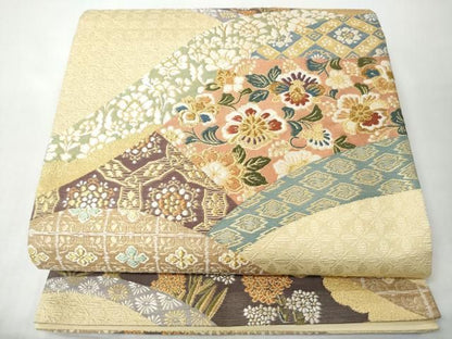 平和屋着物●六通柄袋帯　渡来裂香華文　金糸　正絹　逸品　CABN8294hy