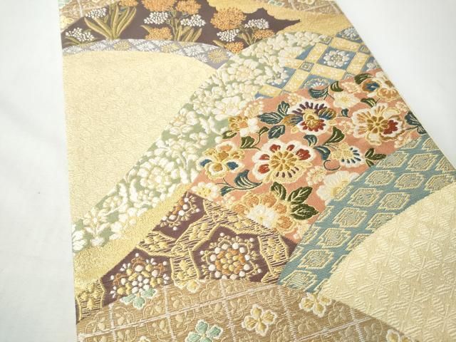 平和屋着物●六通柄袋帯　渡来裂香華文　金糸　正絹　逸品　CABN8294hy