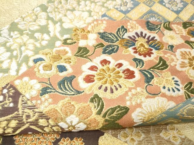 平和屋着物●六通柄袋帯　渡来裂香華文　金糸　正絹　逸品　CABN8294hy