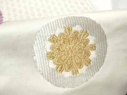 平和屋着物●西陣　京の名門　じゅらく謹製　帝王紫　六通柄袋帯　花丸文　金銀糸　正絹　逸品　CABN8296hy