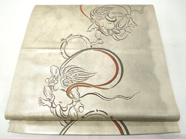 平和屋着物●六通柄袋帯　風神雷神　正絹　逸品　CABN8298hy