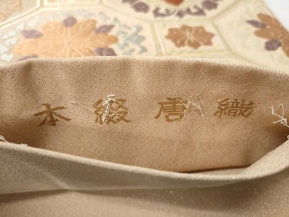 平和屋着物●六通柄袋帯　本綴れ唐織　蜀江花文　金糸　正絹　逸品　CABN8299hy