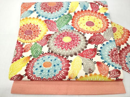 平和屋着物●九寸名古屋帯　紬地　紅型　菊　正絹　逸品　CABN8312hy