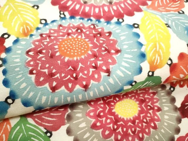 平和屋着物●九寸名古屋帯　紬地　紅型　菊　正絹　逸品　CABN8312hy
