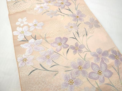 平和屋着物●八寸名古屋帯　唐織　雲取り花文　金糸　正絹　逸品　CABN8321hy