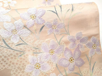 平和屋着物●八寸名古屋帯　唐織　雲取り花文　金糸　正絹　逸品　CABN8321hy
