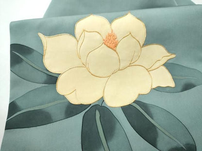 平和屋着物●塩瀬　九寸名古屋帯　駒刺繍　ろうけつ染　枝花文　正絹　逸品　CABN8323hy