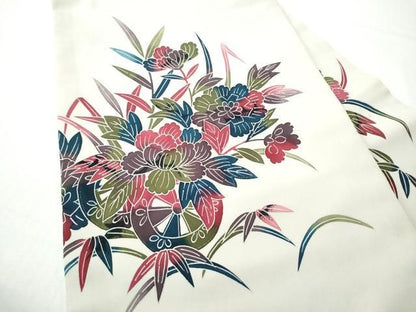 平和屋着物●塩瀬　九寸名古屋帯　友禅　花車文　正絹　逸品　CABN8331hy