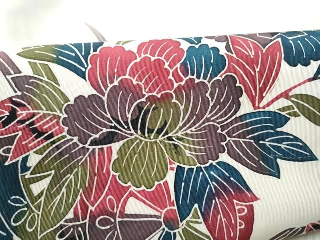 平和屋着物●塩瀬　九寸名古屋帯　友禅　花車文　正絹　逸品　CABN8331hy