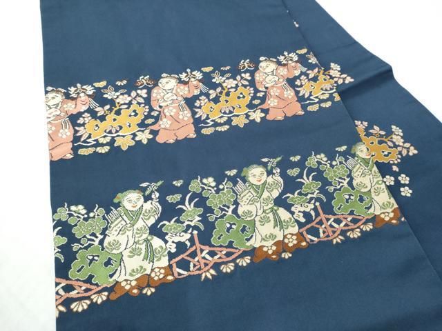 平和屋着物●龍村美術織物　たつむら　九寸名古屋帯　唐児遊歩文　高島屋扱い　正絹　逸品　CABN8335hy