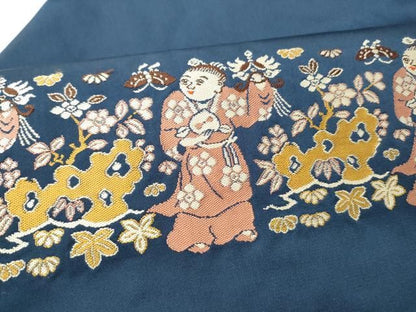 平和屋着物●龍村美術織物　たつむら　九寸名古屋帯　唐児遊歩文　高島屋扱い　正絹　逸品　CABN8335hy