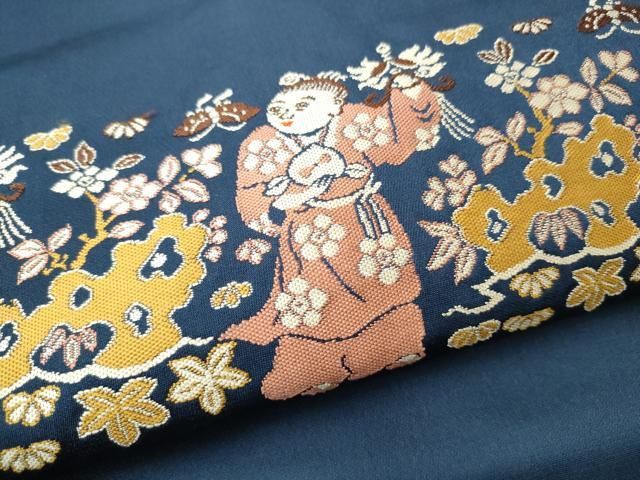 平和屋着物●龍村美術織物　たつむら　九寸名古屋帯　唐児遊歩文　高島屋扱い　正絹　逸品　CABN8335hy