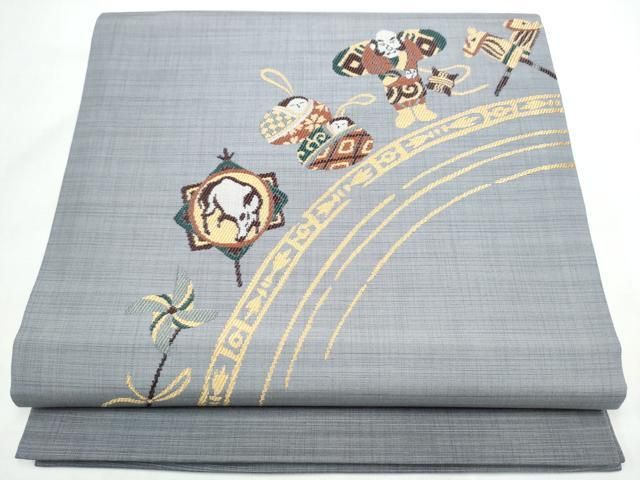 平和屋着物●九寸開き名古屋帯　人物文　正絹　逸品　CABN8351hy