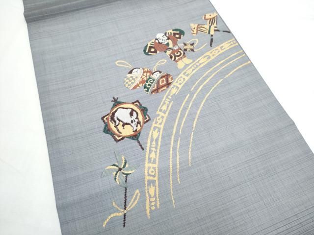 平和屋着物●九寸開き名古屋帯　人物文　正絹　逸品　CABN8351hy