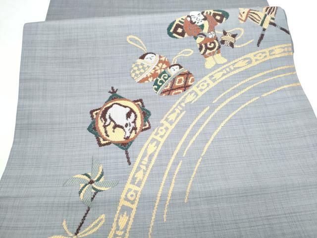 平和屋着物●九寸開き名古屋帯　人物文　正絹　逸品　CABN8351hy