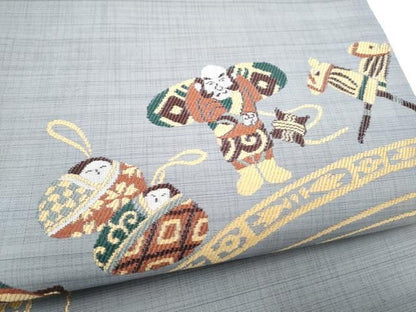 平和屋着物●九寸開き名古屋帯　人物文　正絹　逸品　CABN8351hy
