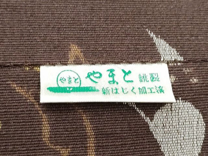 平和屋着物●八寸名古屋帯　紬地　花唐草文　やまと誂製　正絹　逸品　CABN8366hy