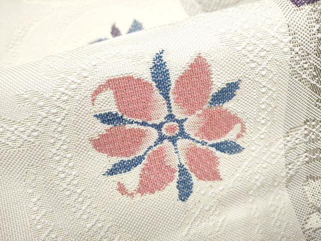 平和屋着物●八寸名古屋帯　花唐草文　正絹　逸品　CABN8367hy