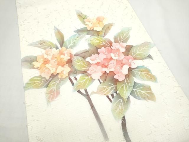 平和屋着物●九寸開き名古屋帯　髭紬　ろうけつ染　枝花文　正絹　逸品　CABN8373hy