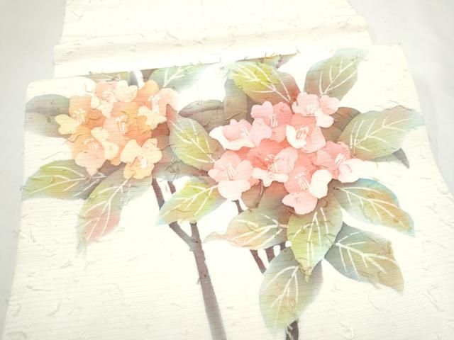 平和屋着物●九寸開き名古屋帯　髭紬　ろうけつ染　枝花文　正絹　逸品　CABN8373hy