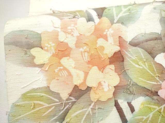 平和屋着物●九寸開き名古屋帯　髭紬　ろうけつ染　枝花文　正絹　逸品　CABN8373hy