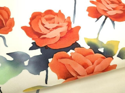 平和屋着物●塩瀬　九寸名古屋帯　ろうけつ染　薔薇　正絹　逸品　CABN8374hy