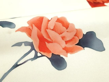 平和屋着物●塩瀬　九寸名古屋帯　ろうけつ染　薔薇　正絹　逸品　CABN8374hy