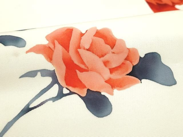 平和屋着物●塩瀬　九寸名古屋帯　ろうけつ染　薔薇　正絹　逸品　CABN8374hy