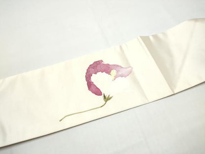 平和屋着物●九寸名古屋帯　枝花文　正絹　逸品　CABN8389hy