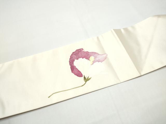 平和屋着物●九寸名古屋帯　枝花文　正絹　逸品　CABN8389hy