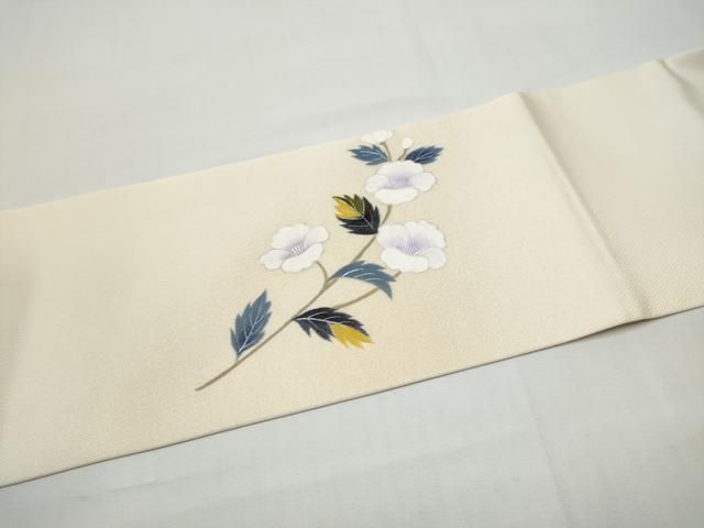 平和屋着物●九寸名古屋帯　枝花文　正絹　逸品　CABN8391hy