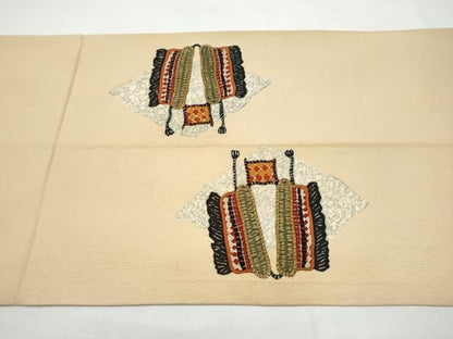 平和屋着物●日本工芸会正会員　大村禎一　九寸開き名古屋帯　抽象文様　正絹　逸品　CABN8393hy