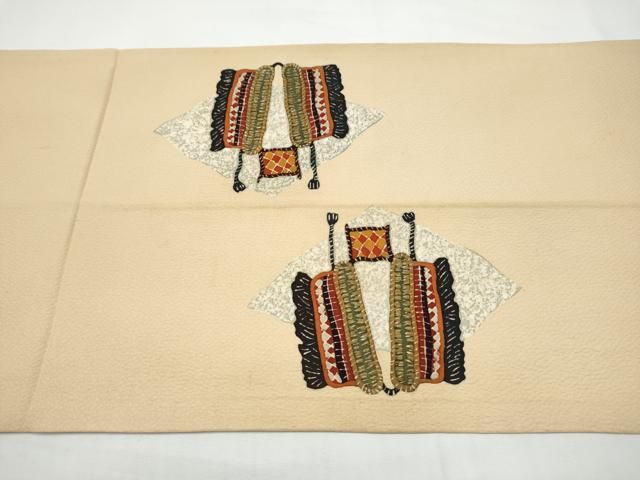 平和屋着物●日本工芸会正会員　大村禎一　九寸開き名古屋帯　抽象文様　正絹　逸品　CABN8393hy