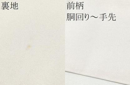 平和屋着物●九寸名古屋帯　作家物　手描き　刺繍　枝花文　銀糸　正絹　逸品　CABN8394hy
