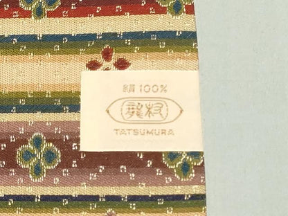 平和屋着物●龍村美術織物　全通柄　九寸開き名古屋帯　花文暈繝錦　正絹　逸品　CABN8398hy