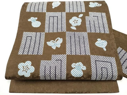 平和屋着物●九寸名古屋帯　源氏香花蝶文　正絹　逸品　CABN8400hy