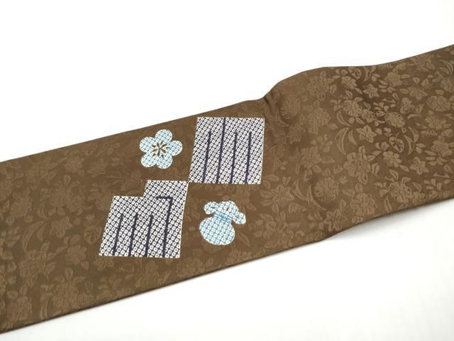 平和屋着物●九寸名古屋帯　源氏香花蝶文　正絹　逸品　CABN8400hy