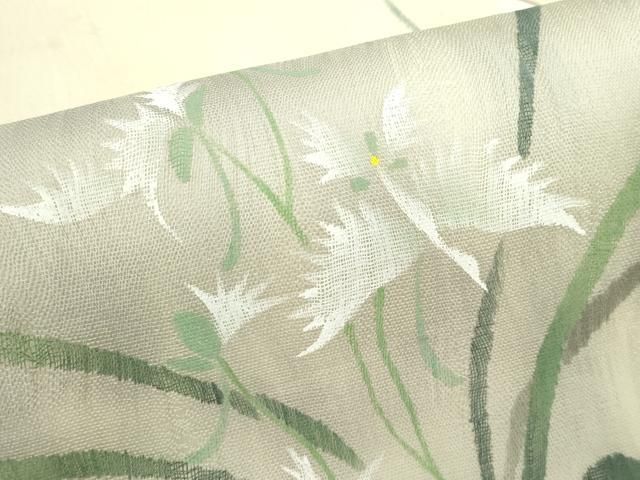 平和屋着物＊夏物　九寸名古屋帯　手描き　サギソウ　正絹　逸品　未使用　CABN8408rv