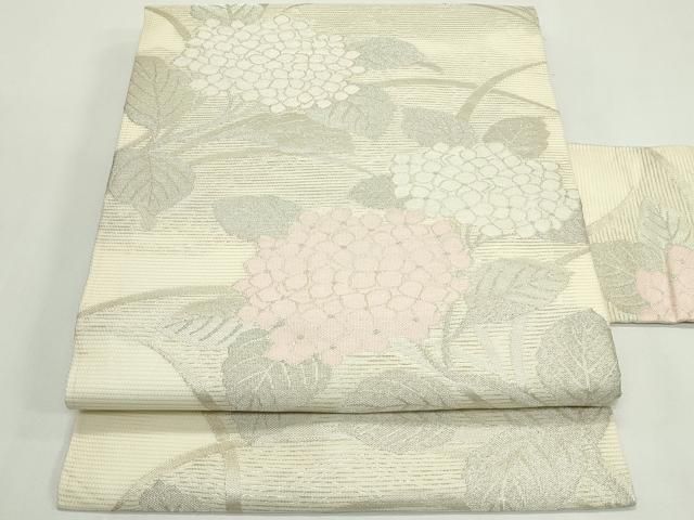 平和屋着物＊夏物　九寸名古屋帯　紫陽花　金銀糸　正絹　逸品　CABN8414rv