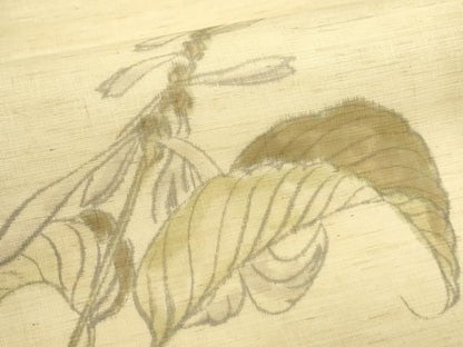 平和屋着物＊夏物　九寸名古屋帯　手描き　草花文　麻　逸品　CABN8418rv