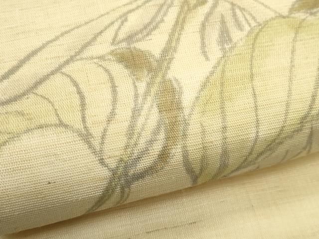 平和屋着物＊夏物　九寸名古屋帯　手描き　草花文　麻　逸品　CABN8418rv
