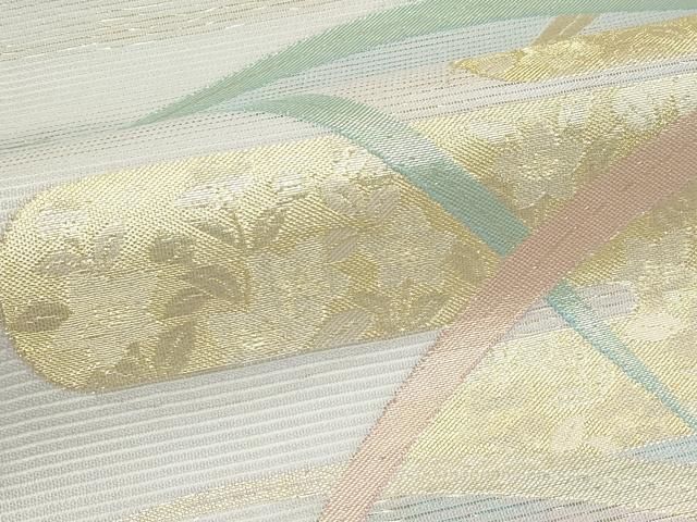 平和屋着物＊夏物　六通柄袋帯　芝草エ霞桔梗文　金銀糸　正絹　逸品　CABN8421rv
