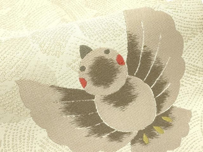 平和屋着物●太鼓柄袋帯　紹巴　雀　正絹　逸品　CABN8671rv