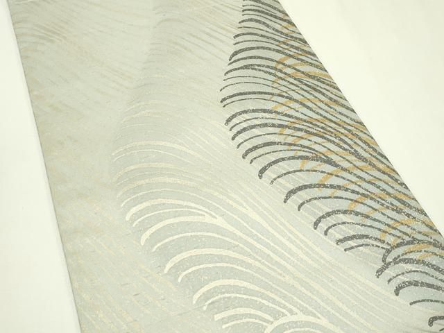 平和屋着物●石川県指定無形文化財　牛首紬　白山工房　手織り　全通柄袋帯　流水文　金銀彩　正絹　逸品　未使用　CABN8683rv