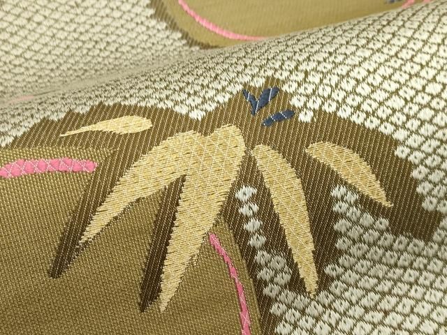 平和屋着物●西陣　六通柄袋帯　唐織　松竹梅　金糸　証紙付き　正絹　逸品　未使用　CABN8685rv